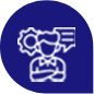 Person with gear and speech bubble