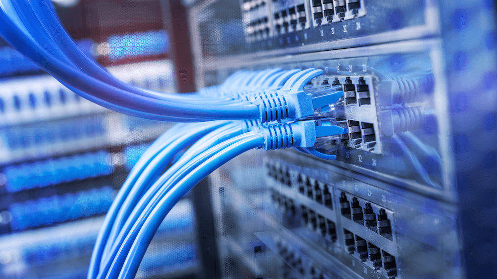 Networking cables connected to servers